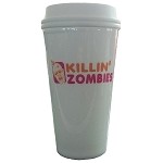 "KILLIN' ZOMBIES" White Plastic Travel Mug